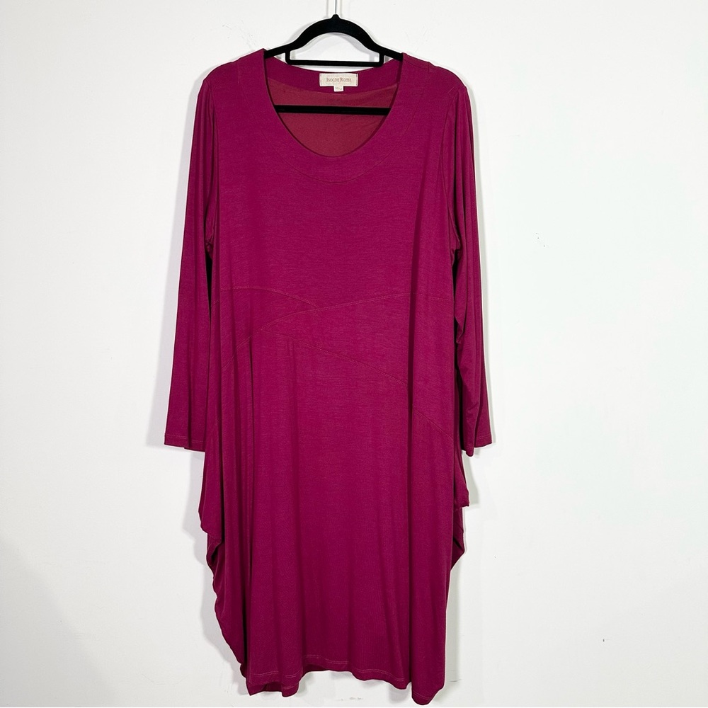 Isolde Roth Fucshia Scoop Neck Long Sleeve Lagenlook Tunic Dress